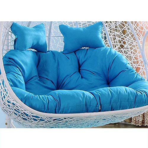 FCXBQ Cuscino per Sedia pensile con Amaca a Forma di Uovo, Cuscino di Seduta in Tinta Unita con Imbottitura a Doppio Sedile, Schienale Spesso con Schienale con Cuscino-Cielo Blu 140x110 cm (55x43