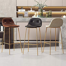 HXSM Sgabello da Bar in Similpelle Sgabelli da Cucina in Metallo Moderno con Schienale E Poggiapiedi Sedia da Pranzo in Stile Industriale 65/75cm Beige Marrone Verde Nero