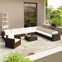 Tidyard Set 12 pz Divani Modulari Angolari da Giardino in Polyrattan Marrone con Cuscini,Set Divani da Esterno in Rattan,Divano Angoalre ad Angolo,Divano Modulare,Divano con Penisola,Poltrona e Divano