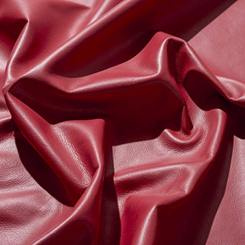 IPEA Ritagli di Vera Pelle in Vari Colori e Dimensioni-Superficie Liscia Taglio da 30 x 30 CM, Rosso Oriente, 30x30 CM