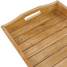 PrimeMatik - Piatto da Bagno con Manici in Legno di Teak Certificato Spa Benessere 60 x 40 x 7 cm