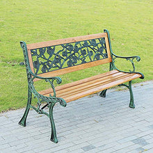 UWY Panchina da Giardino per terrazza Panchina da Esterno, panchina da Parco con Schienale e braccioli, panchina da Patio in Legno massello anticorrosione in ghisa, può ospitare 2-3 Persone, per