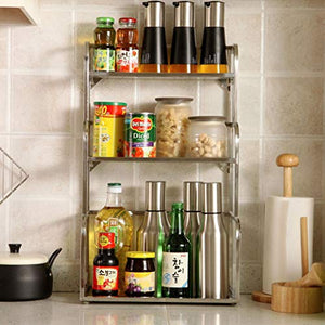 &ripiano di stoccaggio Scaffali da cucina, scaffale for ripiani for spezie a tre piani in acciaio inossidabile Scaffale di finitura
