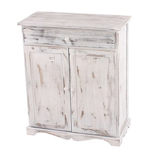 Mendler Serie Vintage credenza cassettiera Legno paulonia cassetto sportelli 33x66x78cm Bianco
