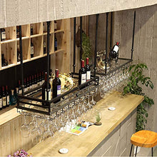 Portabicchieri da Vino Portabottiglie da Vino a Soffitto Rovesciato Portabottiglie per Uso Domestico in Metallo Artistico in Ferro per Cucina Bar Ristorante,Black Single Layer