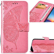 Saceebe Compatibile con Huawei Honor V20/View 20 Custodia pelle Cover a libro Portafoglio Flip Case [Custodia in pelle goffrata con fiori e farfalle con cordino] anteriore e posteriore Bumper,rosa