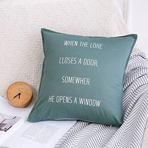 JKHOIUH Ins Cuscino Decorativo Divano Piccolo Fresco Cuscino Ufficio Modello Semplice Stampa Nordica (Colore : Letter Green, Size : Set+Core)