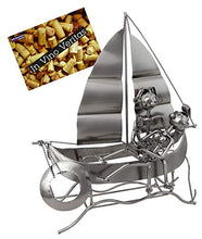 Brubaker Portabottiglie per Vino - Barca a Vela con Gli Amanti - Decorazione in Metallo - Portabottiglie con Biglietto d'Auguri - Regalo del Vino