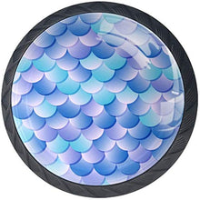 Squama di pesce sirena di colore blu viola Pomelli per Porta Set di 4 Pomelli per Mobili Manopole per Cassetti Cucina Armadio Vetro