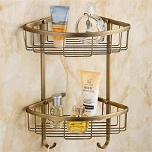 GJJSZ Tutti Gli scaffali triangolari antichi a Due Piani in Rame,cestini per Il Bagno/mensola angolare,Mensola per Bagno Spazzolata