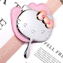 weichuang Trucco specchio luce Piccolo mini formato Kitty Specchio In Metallo Con Sacchetto di Pelle Portatile Trucco Specchio Portatile Vanity Mini Specchio Trucco specchio