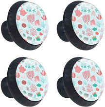 Piante dell'acquerello Coral Seaweed verde rosa blu Pomelli per Porta Set di 4 Pomelli per Mobili Manopole per Cassetti Cucina Armadio Vetro