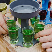 6 Shot Glass Dispenser And Holder,for Filling Liquids Glasses Hanging Holder Stand Rack/Liquor Dispenser Party Gifts Grey+Blue