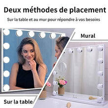 Meetop Specchio illuminato Vanity con 14 lampadine a LED sostituibili, stile Hollywood, specchio cosmetico con Touch Control di design, o tavolo da parete, colore: argento, 61 x 52 cm
