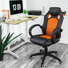 SONGMICS Poltrona Girevole da Ufficio, Direzionale, Ergonomica, Portata Massima 150 kg, Arancione