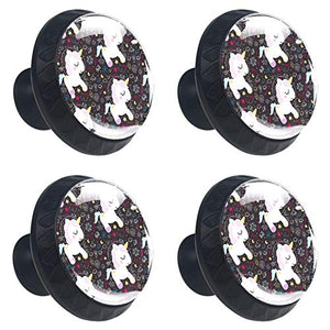 Set di 4 maniglie rotonde per armadio da cucina, credenza, cassettiera, cassettiera, con viti, per cucina, comò, armadietto, bagno, armadio, galassia unicorno, cavalli astronauro Spaces Planet