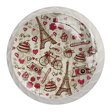 Maniglie per cassetti Manopole per cassetti Manopole rotonde Confezione da 4 per armadietto, cassetti, cassettiere, cassettiere ecc. Bici della Torre Eiffel