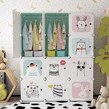 EXCLVEA Armadio Appendiabiti Cartoon Armadio Portatile for Bambini Camera da Letto Orso progettata Sveglia Cube unità di memorizzazione di Vestiti gabinetto Armadio for Ragazzi delle Neonate