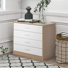 Comodino con 4 cassetti o camera da letto, soggiorno, ingresso, facile da montare, colore: bianco