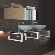Alpenberger Design Doppio lavabo Ø 42 cm in vetro di sicurezza ESG 12 mm con ripiano in vetro da 140 cm e console in acciaio inox | perfetto per lavabo, solo di ottima qualità