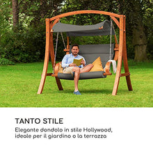 blumfeldt Maui Hollywoodschaukel - Dondolo, Sedile: 110 cm, 2 Posti, Tenda da Sole incl, Materiale: Legno Massiccio e Poliestere, Catene in Acciaio Inox, Viti Inox Zincate, Grigio Scuro