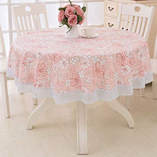 NMBD Appliances Rotonda Impermeabile Tableclothss, a Scacchi in plastica Lavabile Semimpermeabile Tabella Copertura con Merletto Edge e Flan (Color : Light Pink, Size : Round 137cm)