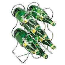 mDesign Set da 2 Portabottiglie – Porta Bottiglia di Vino in Metallo – Porta Bottiglie per la conservazione di 6 Bottiglie di Vino e Altre Bevande – Portabottiglie Vino Moderno – Argento