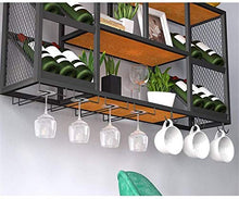 Classico Attaccatura del supporto del vino industriale metallo Wallmounted Wine Rack, Legno Hanging Wine Glass supporto di bottiglia del vino della cremagliera Mensole decorazione della parete di stoc
