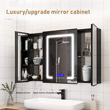 Specchietto retroilluminato per bagno a LED, retroilluminato per bagno intelligente con interruttore a sfioramento + Appannamento rapido + Bluetooth + Illuminazione di bellezza + Display digitale