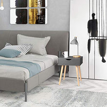 EUGAD 2X Comodino con Cassetto Tavolino Piccolo da Salotto Moderno Gambe in Legno Organizzatore da Letto Grigio Scuro 0080ZZ-2