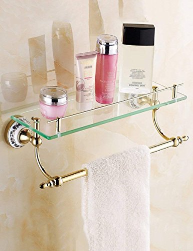 C.N. CN Portasciugamani da Bagno, Servizi igienici Scaffale Singolo in Vetro Appendiabiti Doppio Strato Scaffali da Bagno in Stile Europeo Che garantiscono qualità, portasciugamani,50 * 14cm