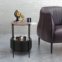 GOTOTOP comodino piccolo divano con tessuto per camera da letto, soggiorno, piccolo spazio, marrone e nero, 59,8 x 32,7 cm