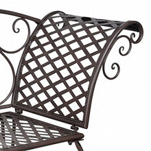 Tuduo - Panchina da giardino in metallo, 128 x 46 x 88 cm, colore: Marrone