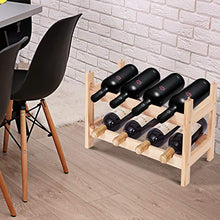 Goplus Scaffale Portabottiglie Impilabile in Legno Massello per 8 Bottiglie Porta Vino a Tavolo da Casa 43x30x25cm