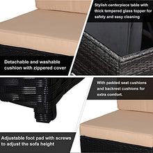 Outsunny Set 7 Pezzi Salotto da Esterni con Poltrona Pouf Tavolino| Mobili da Giardino in Rattan | Colore: Nero, Beige