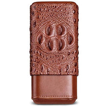 SMEJS Sigaro Caso di Cuoio, 3 Tubi Viaggi Cigar Humidor, Legno Foderato Holder Cigar Cigar Portatile Viaggi Box 3 sigari Mini Humidor (Brown)