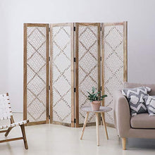 Room Screen Even Divisorio per Soggiorno Mobile con Schermo Pieghevole in Pizzo Intrecciato Naturale, Privacy con Schermo Pieghevole Diamond Diamond, Parete divisoria a 4 Pannelli