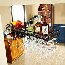 Stemware - Portabottiglie da parete in metallo, da appendere alla parete, per bottiglie di vino, da soffitto, con ripiani multifunzione