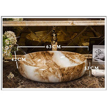 lilili Lavabo da Appoggio Lavabo in Ceramica, Lavabo sopra Lavabo da Appoggio Simil Marmo Arte Bacino Europeo 63x42x13cm (Color : There Are Accessories)
