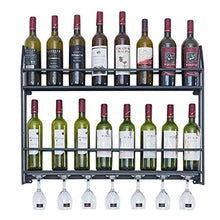 JXXDQ A Parete Metallo Ferro Bottiglia di Vino Rack E Supporto di Vetro, 2 Livelli di Storage Mensola della Parete della Decorazione - Nero (Size : 80cm)