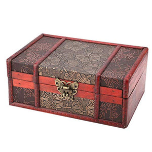 KUIDAMOS Scatola per Libri di Grandi Dimensioni, Scatola portaoggetti in Legno Vintage, Organizer per contenitori per Gioielli, 9,1 * 6,3 * 3,9 Pollici, per Libri del Negozio(Loto)