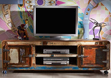 MASSIVMOEBEL24.DE FREEZY #32 Mobile TV in Legno Riciclato - Laccato/multicolorato 180x45x42