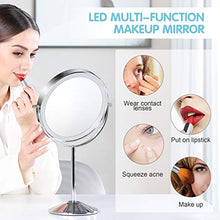 alvorog Specchio Trucco da Tavolo con 72 Luci LED 3 Colori e ingrandimento 1X / 5X, 360° Rotazione Libera 2000mAh Batteria ai Polimeri di Litio,Specchio Comico Bifacciale Stile Retrò in Bagno