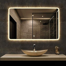 Specchio Specchio Grande, Specchio da Bagno Illuminato a LED, Specchio cosmetico Rettangolare Senza Cornice, Pulsante a sfioramento retroilluminato 500x700mm