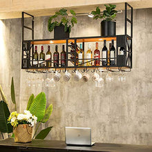 JHGJBJ Metallo Vino Rack Appesa, Ispessito, Spessore, Robusto E Una Scaffalatura Cucina Stabile Controsoffitto Appeso, con 2 Tipi di Supporti di Tazza, con Luci (Size : 120x30x80cm)
