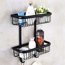 HYYDP Parete Porta Salviette Bagno Doccia Caddy Completa Rame Bagno Triangolo Cesto a Parete Bagno Rivetto Nero Doppia Mensola Decorazione della casa