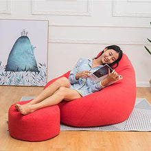 MIMI KING Divano a Sacco con poggiapiedi, Design Portatile per lavarsi in Lavatrice,Watermelonred,S