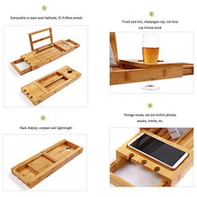 AnnYGJ Vasca da Bagno, Antiscivolo Regolabile Telescopica 50-85 Cm, Ripiano in Legno Massello Porta Tablet Porta Bicchiere