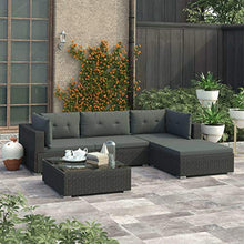Tidyard Set di Mobili da Giardino in Polyrattan, Set Divani 3 Posti da Giardino/Esterno con Cuscini e Tavolino 5 pz, Leggero e Modulare, Nero