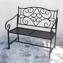 Panchina da Terrazza Parco Panche per Tempo Libero All'aperto, Panca da Giardino in Ghisa Resistente alle Intemperie Antiruggine, Panca 2 Posti con Schienale e Braccioli, Panchina Decorativa Retrò